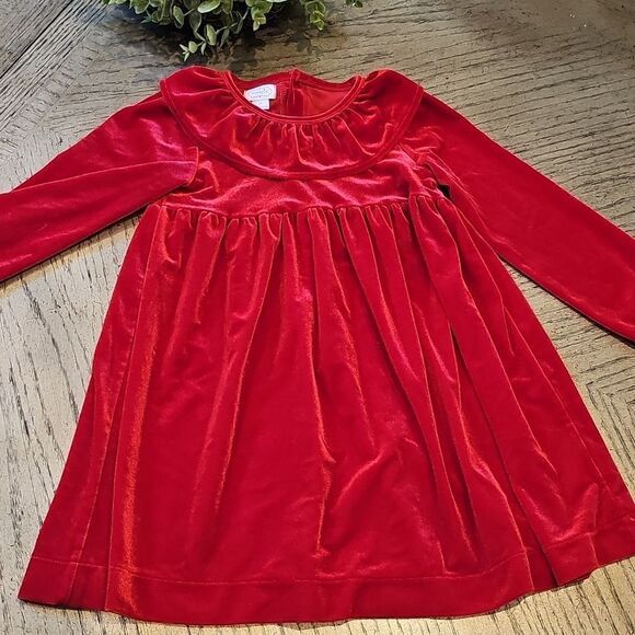 4T red long sleeve velvet dress Mud Pie - Picture 1 of 13
